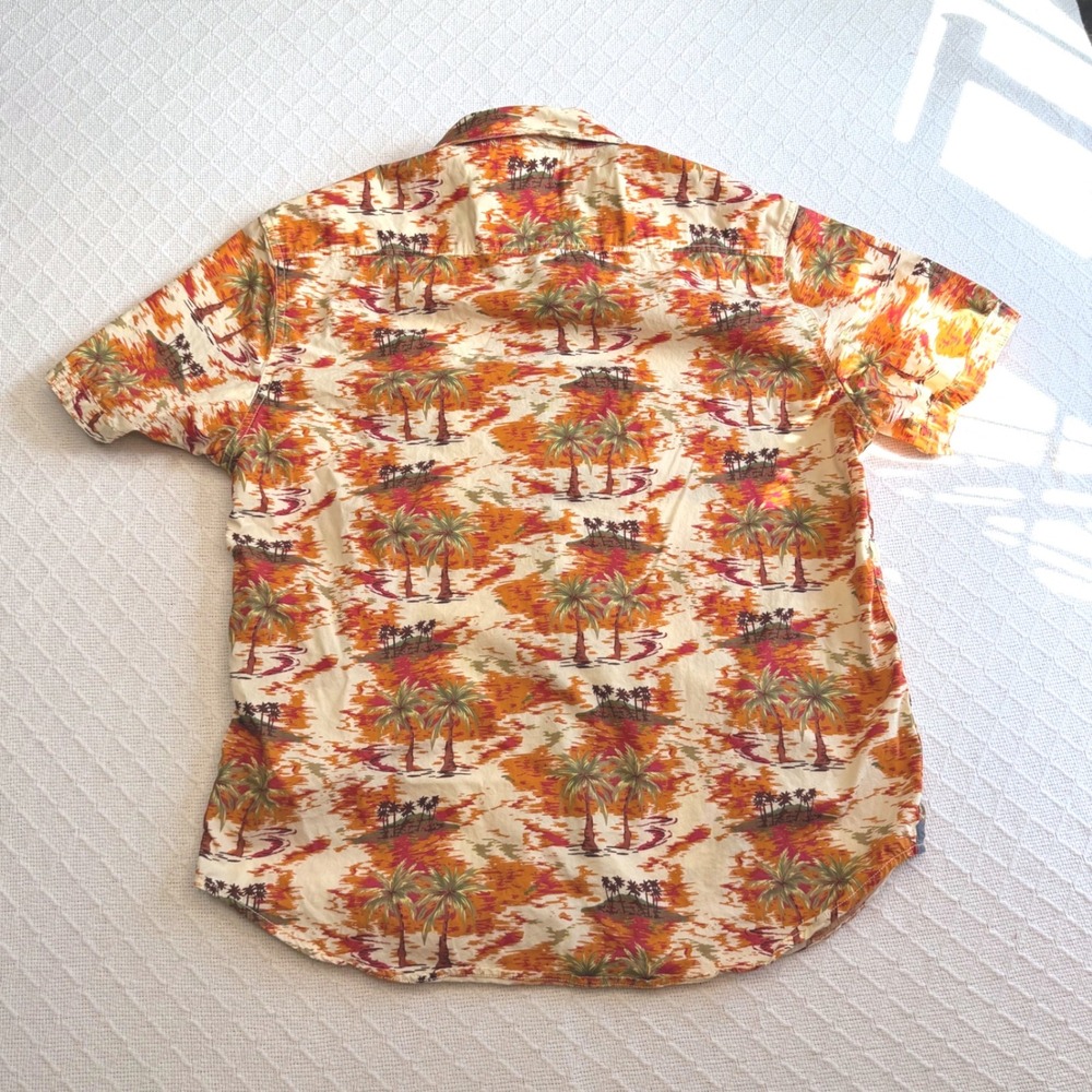 MBX Premium Goods Mens XL Paradise Shirt Orange Tropical Palm Tree Button Down - Picture 2 of 5